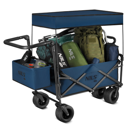 Wózek Turystyczny Plażowy Transportowy Kempingowy Składany Z Daszkiem 120 L