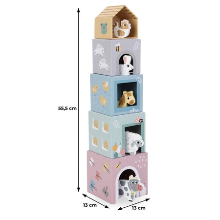 Wieża Piramida Sorter Kształtów Ze Zwierzątkami MAMABRUM