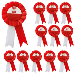 Kotylion Narodowy Biało-Czerwony Flaga Godło Orzeł POLSKA GODAN 12 szt.