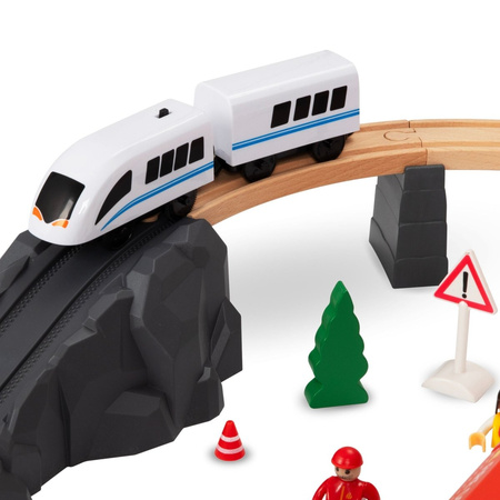 Drewniana Kolejka Pociąg Na Baterie Straż Pożarna Dla Dziecka MAMABRUM