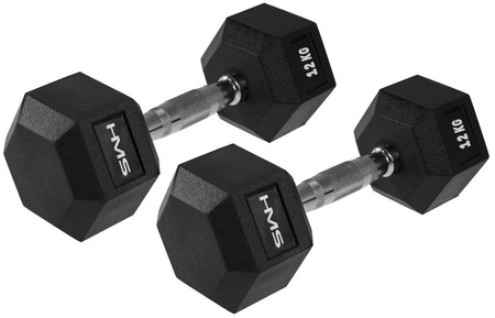 Hantle HEX PRO Gumowane Do Ćwiczeń Treningu Siłowego HMS Zestaw 2x12 kg