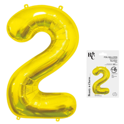 Balon Foliowy Na Urodziny Rocznicę Dekoracja Cyfra 2 Złota 85 cm Na Hel