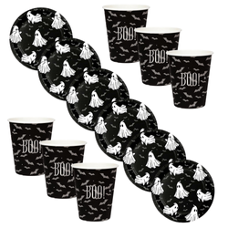 Naczynia Jednorazowe 6x Talerzyki 18 cm + 6x Kubeczki 266 ml Na Halloween