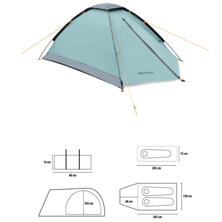 Namiot Turystyczny Kempingowy 2 Osobowy Wodoodporny Filtr UV + Pokrowiec