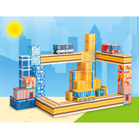 Klocki Magnetyczne Konstrukcyjne Zestaw 140 Elementów Edukacyjne Dla Dzieci