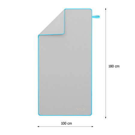 NILS Duży Ręcznik Szybkoschnący Z Mikrofibry Plażowy 180x100 cm + Zawieszka