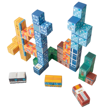 Klocki Magnetyczne Konstrukcyjne Zestaw 58 Elementów Edukacyjne Dla Dzieci