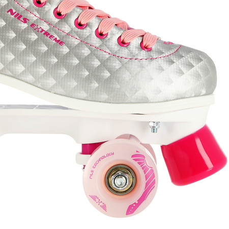 Wrotki Klasyczne Retro Kauczukowe Kółka Różowe Rekreacyjne Sznurowane NILS