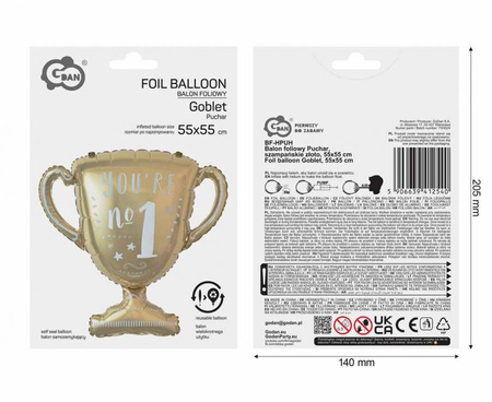 Balon Foliowy Puchar Na Imprezę Przyjęcie Trofeum Nagroda GODAN 55x55 cm