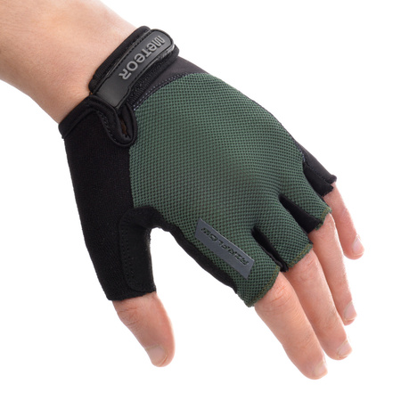 Rękawiczki Rowerowe Kolarskie Krótkie Na Rzep Bez Palców Zielone METEOR