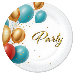 Talerzyki Papierowe Dekoracyjne Na Przyjęcie Happy Birthday 18 cm - 6 szt.