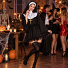 Strój Zalotna Zakonnica Halloween Przebranie Habit Siostra Zakonna + Krzyż