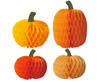 Rozety Papierowe Dynie Zestaw 4 szt. Dekoracja Na Halloween Jesień Honeycomb