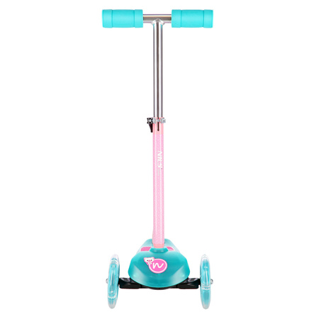 Hulajnoga Trójkołowa Dla Dzieci Balansowa Turkusowa Regulowana Kółka LED