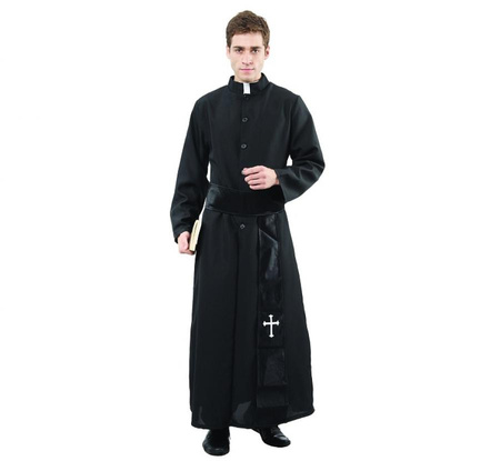 Ksiądz Kostium Sutanna Na Halloween Dla Dorosłych Sutanna + Pas + Biret