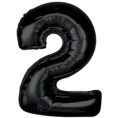 Balon Foliowy Czarny Dekoracja Na Urodziny Jubileusze GODAN 92 cm Cyfra 2