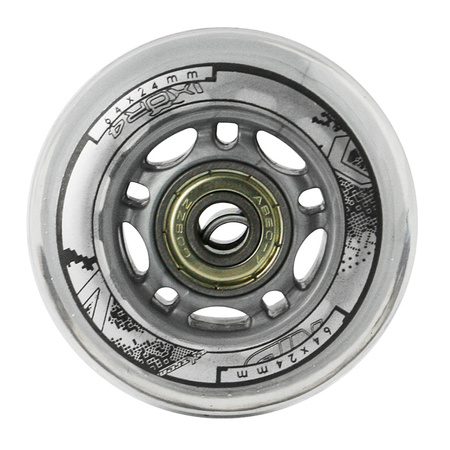 Kółka Do Rolek Kauczukowe 64 mm Zestaw 8 szt. + Łożyska ABEC-7 Przezroczyste