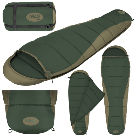 Śpiwór Turystyczny Ciepły Mumia Z Kapturem Kempingowy 220x80 cm + Pokrowiec