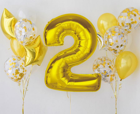 Balon Foliowy Metaliczny Dekoracja Na Urodziny Jubileusze Cyfra 2 92 cm