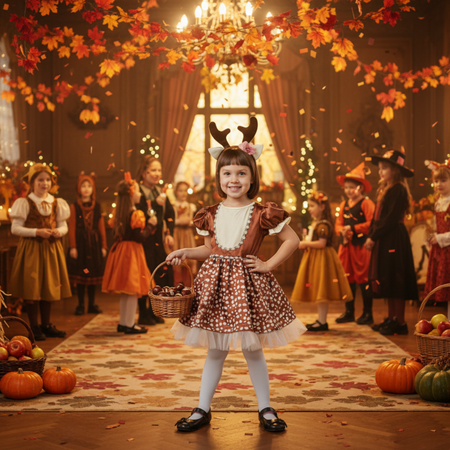 Kostium Przebranie Dla Dziewczynki Strój Jelonka Sukienka Na Bal Jesieni