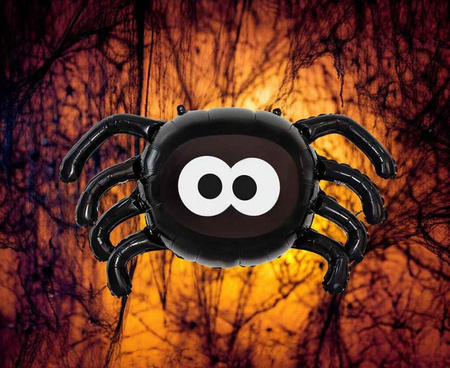 Balon Foliowy Czarny Uroczy Pająk Na Imprezę Halloween 89x47 cm GODAN
