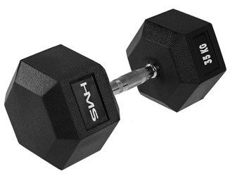 Ciężarek Hantla Sześciokątna Gumowana Do Treningu HEX PRO 35 kg