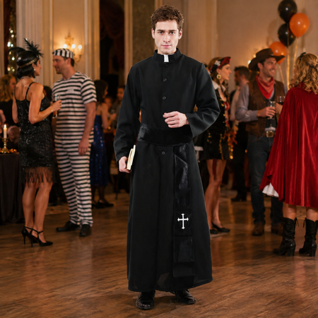 Ksiądz Kostium Sutanna Przebranie Na Halloween Dla Dorosłych Sutanna + Pas
