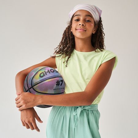 METEOR Piłka Do Koszykówki Holograficzna Świecąca Rozmiar 7 + Pompka