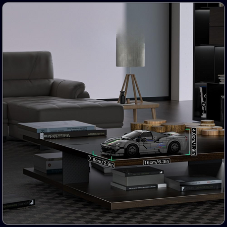 Klocki Konstrukcyjne Auto Samochód Wyścigowy 384 Elementy + Gablota MOULD KING