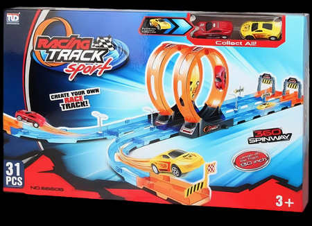 Tor Wyścigowy Samochodowy Pull Back Dla Dzieci 330 cm + 4 Samochody