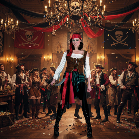 Strój Piratka Kostium Damski Przebranie Na Halloween Karnawał Uniwersalny