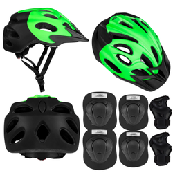 Kask Rowerowy Regulowany Z Daszkiem Wentylowany Na Rolki Rower + Ochraniacze