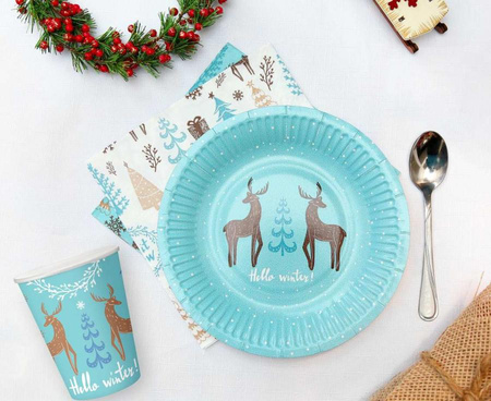 Kubeczki Papierowe Świąteczne Renifer Dekoracja Na Święta 250 ml - 6 szt.