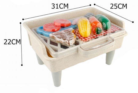 Mini Grill Zabawka Dla Dzieci 29 Elementów Sztućce + Akcesoria Spożywcze