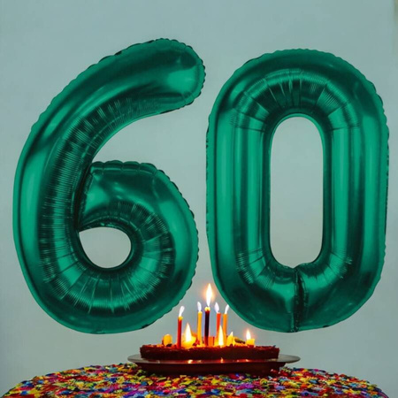 Balony Foliowe Cyfry Na 60 Urodziny Dekoracja Na Rocznicę 85 cm Zielone