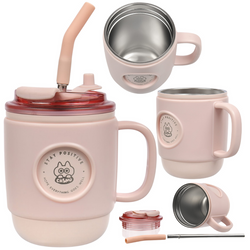 Kubek Termiczny Turystyczny Próżniowy Stalowy Ze Słomką 450 ml  CASNO