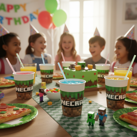 Kubeczki Papierowe Ozdobne Na Przyjęcie Dla Dziecka 200 ml Minecraft 8 szt.