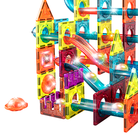 Klocki Magnetyczne Konstrukcyjne Świecący Tor Zestaw Dla Dzieci 110 el.