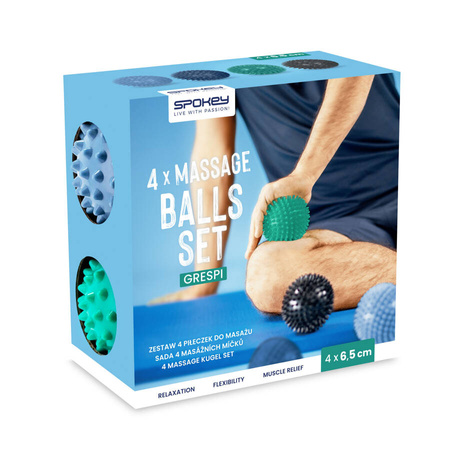 Piłeczki Jeżyki Z Kolcami Do Masażu Rehabilitacji Zestaw 4xszt. GRESPI