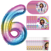 8xTalerzyki + 8x Kubeczki + 20 Serwetek Koci Domek Gabi + Balon Cyfra 6