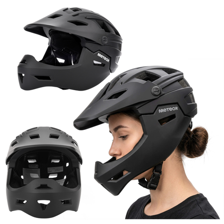 Kask Rowerowy Regulowany Na Hulajnogę Full Face Szczękowy Odpinany METEOR
