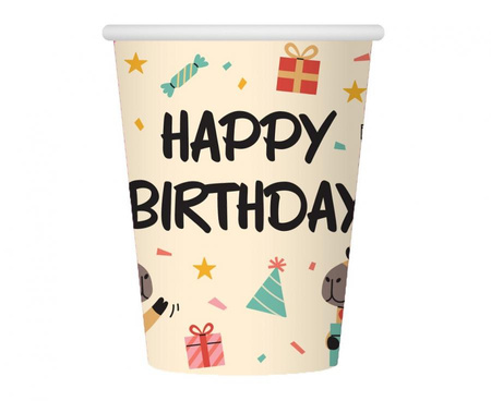 Talerzyki Papierowe 18 cm + Kubeczki 250 ml Kapibara Happy Birthday 12 szt.