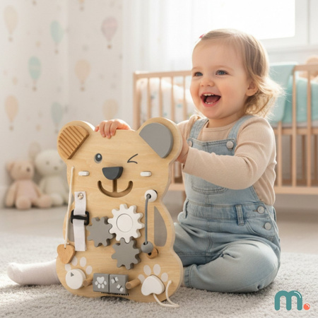 Tablica Manipulacyjna Sensoryczna Montessori Edukacyjna Miś 10 Elementów