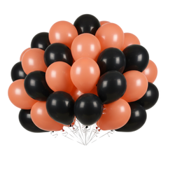 Balony Lateksowe Klasyczne Czarne Pomarańczowe Na Halloween 10" - 200 szt.