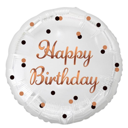Balon Foliowy Dekoracyjny Imprezowy Na Urodziny Happy Birthday Biały 18"
