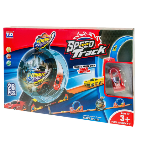 Tor Wyścigowy Samochodowy Dla Dziecka Pull Back 270 cm 3 Pętle + Samochód