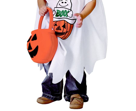 Kostium Przebranie Strój Ducha Peleryna Z Kapturem + Torebka Dynia 92/104cm