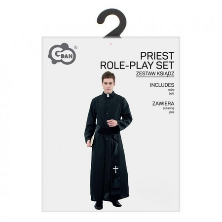 Ksiądz Kostium Sutanna Na Halloween Dla Dorosłych Sutanna + Pas + Biret