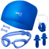 Zestaw Pływacki 3w1 Regulowane Okularki + Czepek + Zatyczki NILS