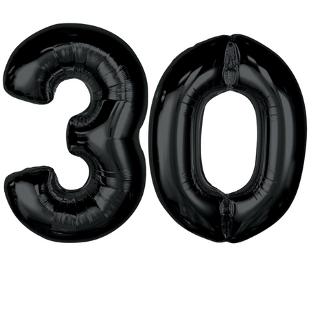 Balony Foliowe Czarne Metaliczne Dekoracja Na Urodziny 30 Lat GODAN 92 cm